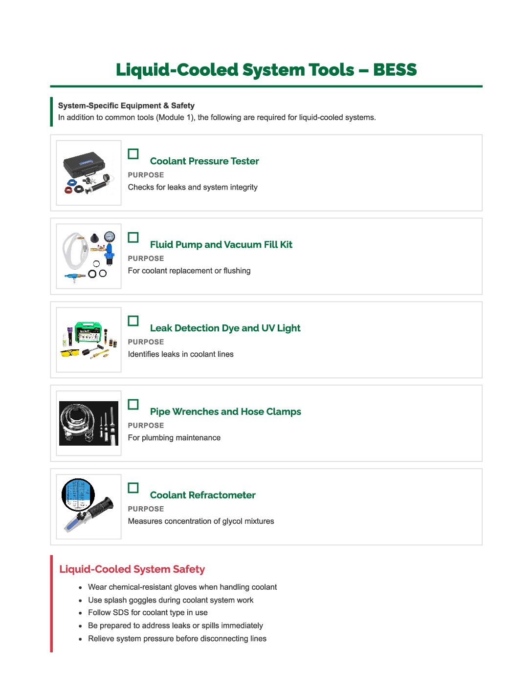 BESS Liquid-cooled System Tools List
