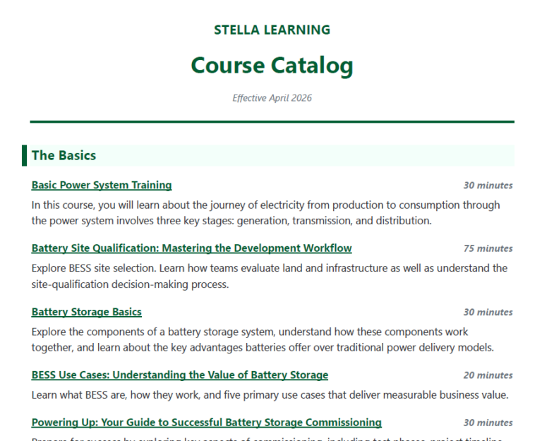 Stella Course Catalog